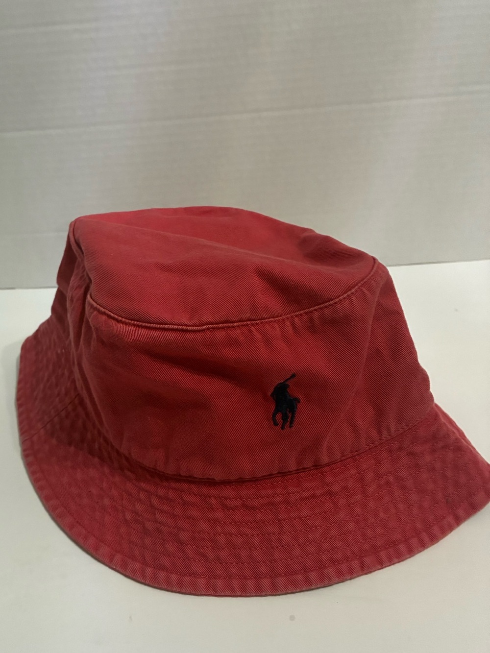 Ralph Lauren Red Bucket Hat with Black Pony Logo